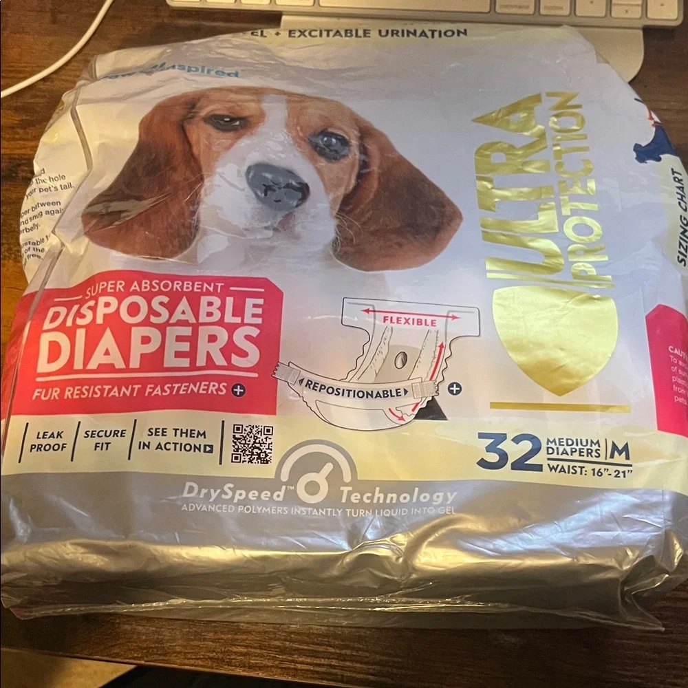 8 Individual Diapers - Medium Ultra Protection Disposable Dog Diapers